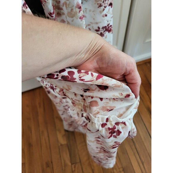 Blush Pink Tiered Sheer Floral Maxi Kimono Coverup sz S Cottagecore Fairy - Picture 6 of 8